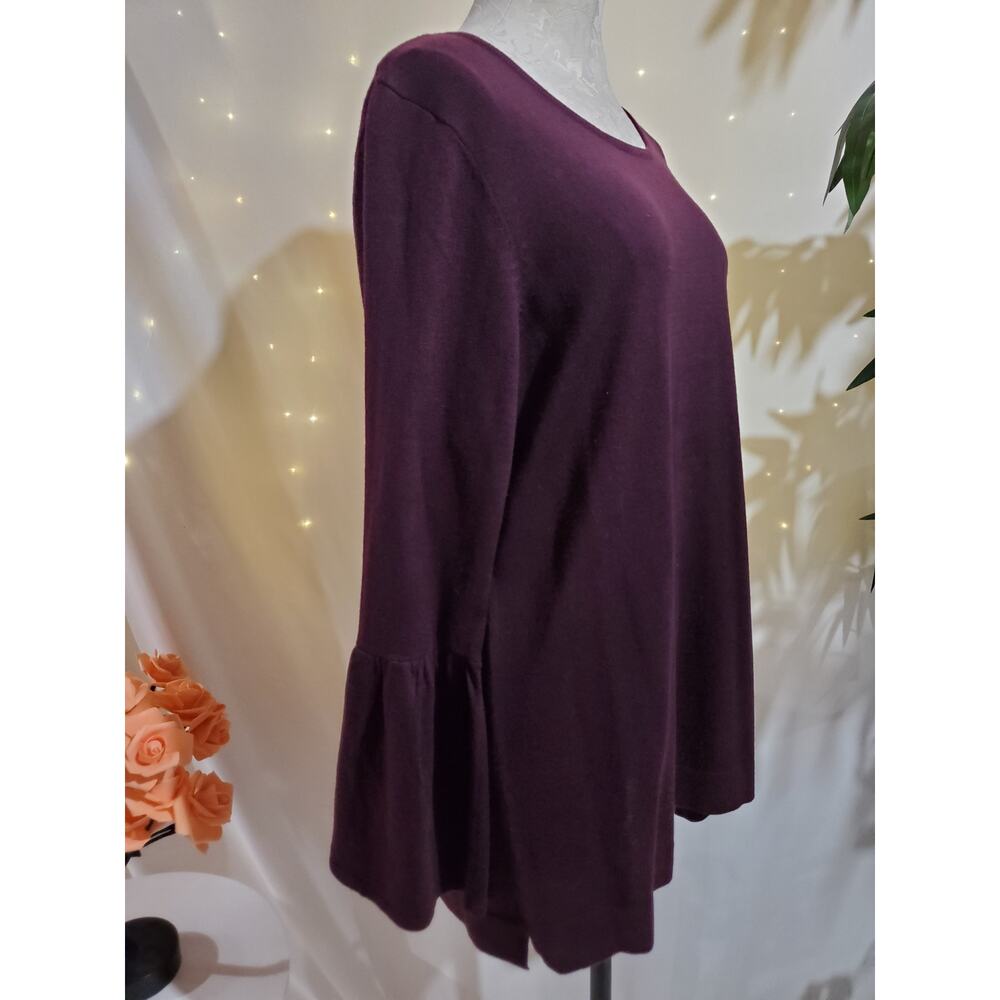 Calvin Klein Long Bell Sleeve Knit Top Womens Size XL Merlot Purple Relaxed Soft - Picture 4 of 10